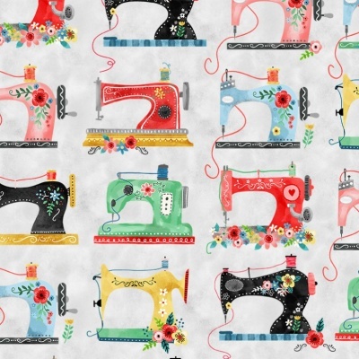 Tecido de Algodão - A stitch in time - Vintage sewing machines