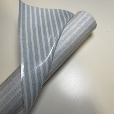 Retalho 44x122cm - Tecido Plastificado - Riscas Azul Claro