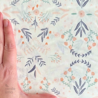 Tecido de Algodão - Birth flowers