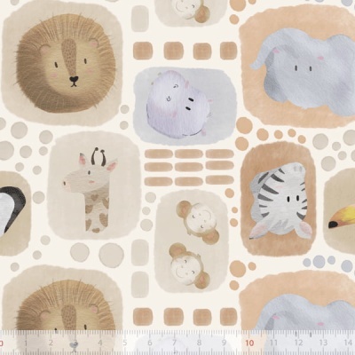 Tecido de Algodão - Savana baby - Rostos na savana