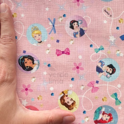 Tecido de Algodão - Princesas Disney - Circles