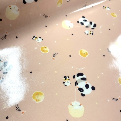 Tecido Plastificado - Space animals - Fundo rosa