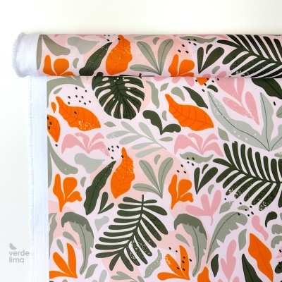 Nylon Impermeável - Tropical verde e laranja