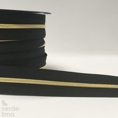 Fecho Zipper Metalizado malha 3 - Preto