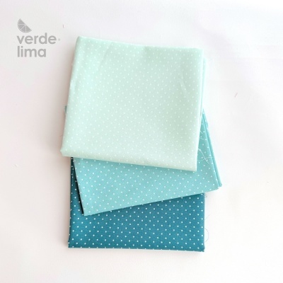 Pack de retalhos - Pintas tons oceano