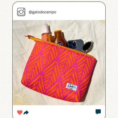 Nylon Impermeável - Geométrico rosa e laranja (novo tom)