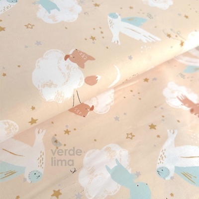 Tecido de Algodão - Winter Friends - Animais nas nuvens