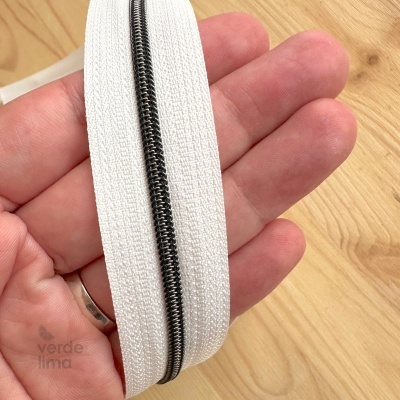 Fecho Zipper Metalizado malha 3 - Branco