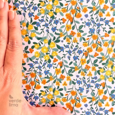 Tecido de Algodão - Flores do campo fundo rosa