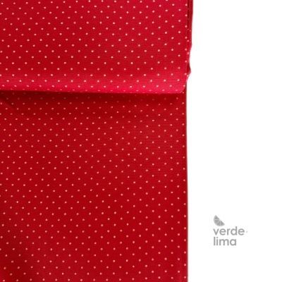 Tecido de Algodão - Pintas com glitter dourado - Vermelho