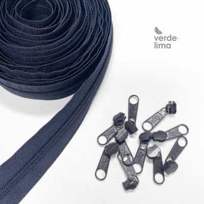 Fecho zipper malha 3 - Pack de 5 metros com 10 cursores