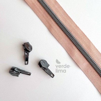 Fecho zipper metalizado pré-cortado 1m - Antracite