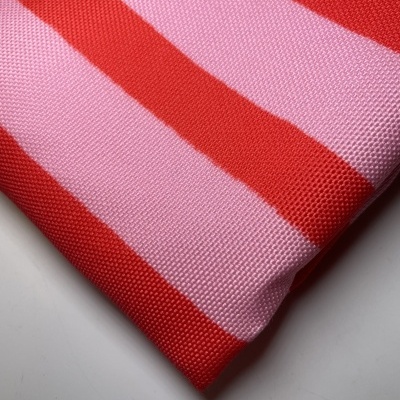 Retalho 48x150cm - Tecido panamá resistente à água - Riscas rosa e vermelho