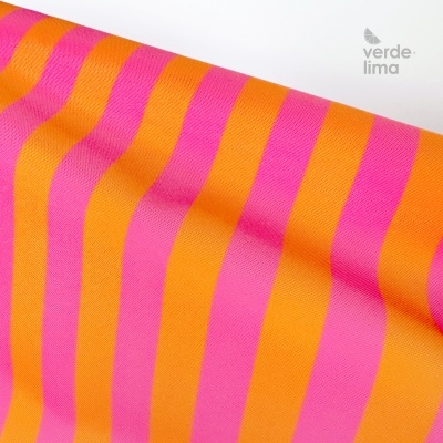 Nylon Impermeável - Riscas rosa e laranja