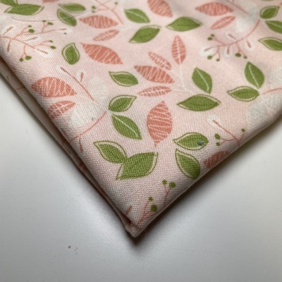 Retalho 45x110cm - Tecido de Algodão - Adel in Spring - Leaves Pink