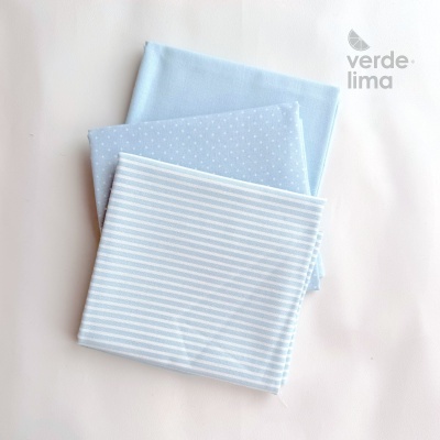 Pack de retalhos - Básicos de algodão - Azul Claro