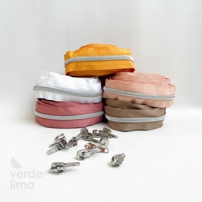 Fecho zipper metalizado pré-cortado 3m - Prateado