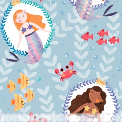Tecido de Algodão - Sereias - Guirlanda