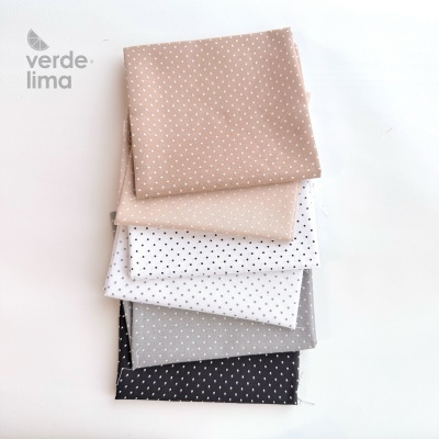 Pack de retalhos - Pintas tons neutros