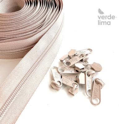 Fecho zipper malha 5 - Pack de 5 metros com 10 cursores