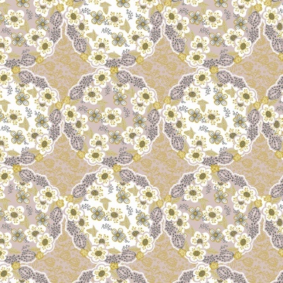 Retalho 45x150cm -Nova Contemporânea - Flores pequenas branco e rosa