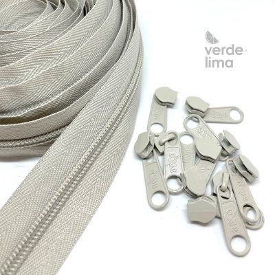 Fecho zipper malha 5 - Pack de 5 metros com 10 cursores