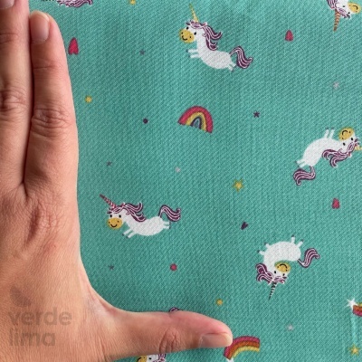 Retalho 40x110cm - Unicorn Kingdom - Toss Teal
