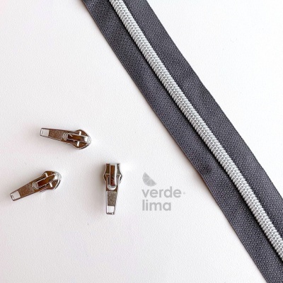 Fecho zipper metalizado pré-cortado 1m - Prateado