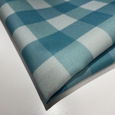 Retalho 52x155cm - Nylon Impermeável - Xadrez azul e menta