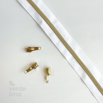 Fecho zipper metalizado pré-cortado 1m - Dourado