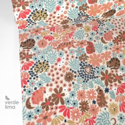 Bombazine estampada  - Animais e flores