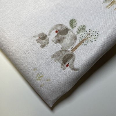 Retalho 44x150cm - Tecido de Algodão - Estampado digital - Savana - Animais em família