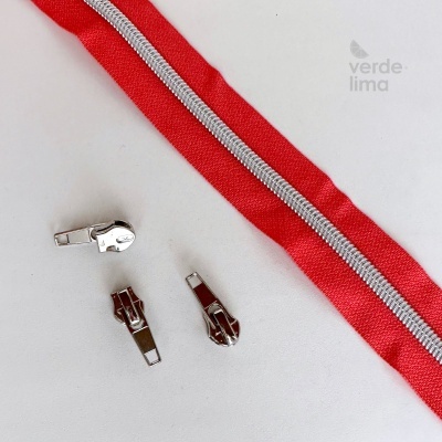 Fecho zipper metalizado pré-cortado 1m - Prateado