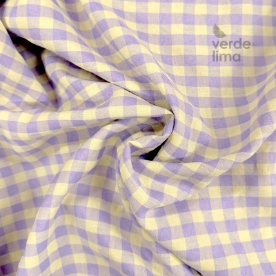 Tecido Vichy - Gingham Little Lilás e Amarelo
