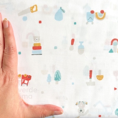 Tecido de algodão - Playground - White