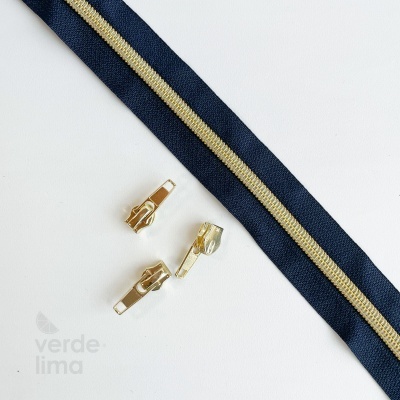 Fecho zipper metalizado pré-cortado 1m - Dourado