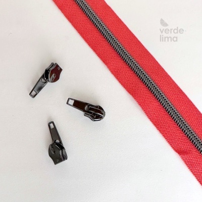 Fecho zipper metalizado pré-cortado 1m - Antracite