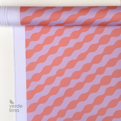Nylon Impermeável - Ondas salmão e lilás