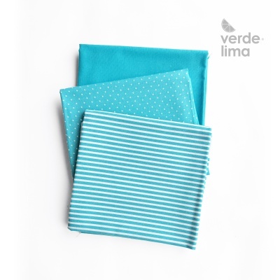 Pack de retalhos - Básicos de algodão - Azul Turquesa