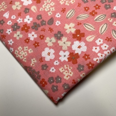 Retalho 27x150cm - Tecido de Algodão - Flores fundo salmão