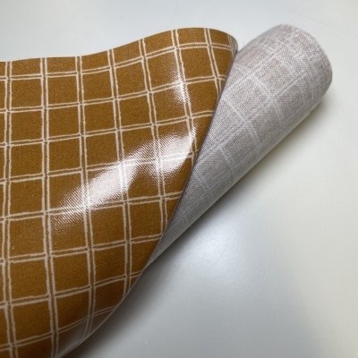 Retalho 50x140cm - Tecido Plastificado - Quadriculado castanho caramelo