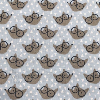 Retalho 40x150cm - Winter fox - fox heads light blue