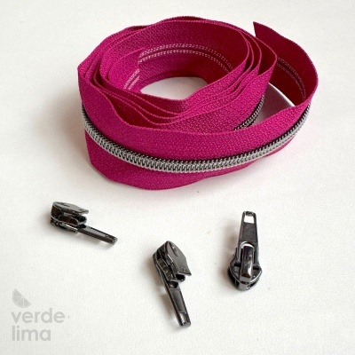 Fecho zipper metalizado pré-cortado 1m - Antracite