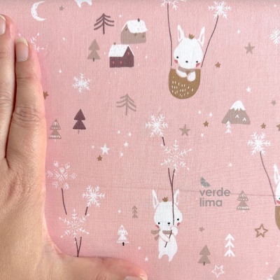 Tecido de Algodão - Winter Friends - Animais voadores