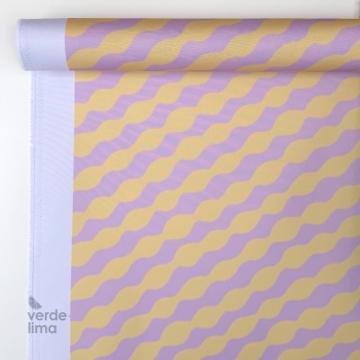 Nylon Impermeável - Ondas lilás e amarelo