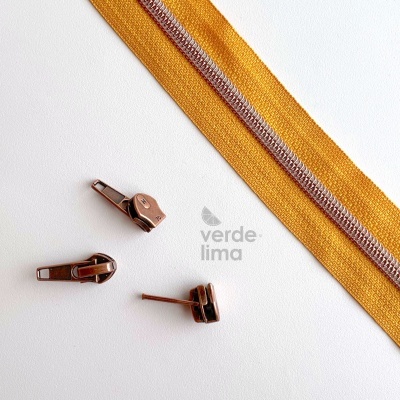 Fecho zipper metalizado pré-cortado 3m - Cobre