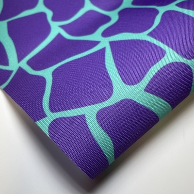 Retalho 30x150cm - Nylon Impermeável - Malhado Roxo e verde