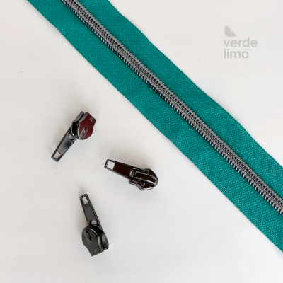 Fecho zipper metalizado pré-cortado 1m - Antracite