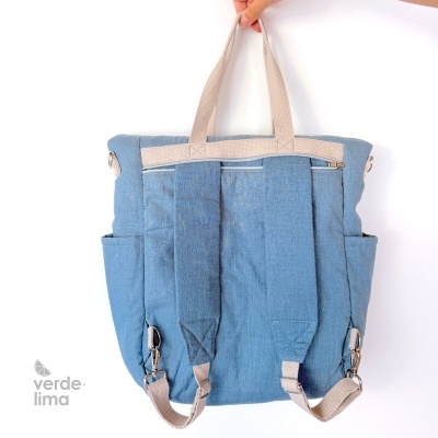 Mochila multiposições - linho liso azul ganga
