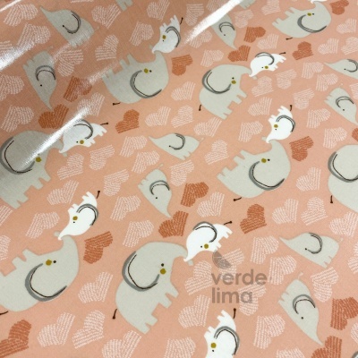Tecido Plastificado - Dreamy elephant - Love elephant